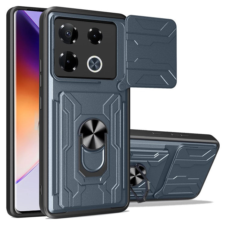 Phone Case For Infinix Note 40 Pro+  /  Note 40 Pro 5G  /  4G PC+TPU Kickstand Back Cover with Camera Slider - Titanium Grey