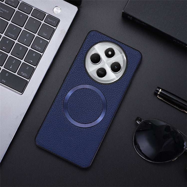 Phone Case For Xiaomi Redmi 14C 4G / 14R 5G / Poco C75 4G Compatible with MagSafe PU Leather+TPU Back Cover - Blue