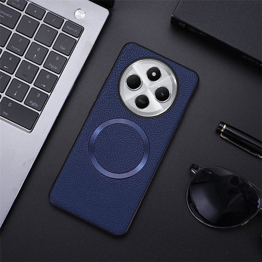 Phone Case For Xiaomi Redmi 14C 4G / 14R 5G / Poco C75 4G Compatible with MagSafe PU Leather+TPU Back Cover - Blue