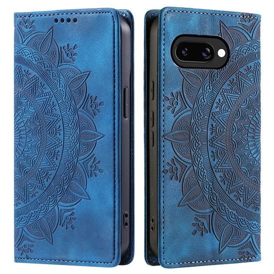 Style-010 For Google Pixel 9a Case Magnetic Closing Leather Phone Cover Pattern Imprinted - Blue