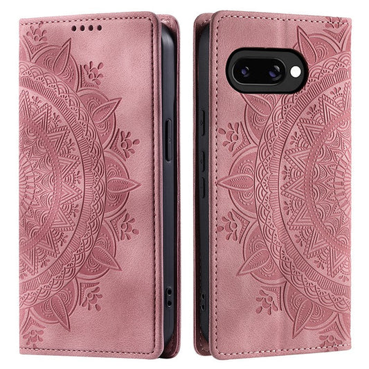 Style-010 For Google Pixel 9a Case Magnetic Closing Leather Phone Cover Pattern Imprinted - Rose Gold
