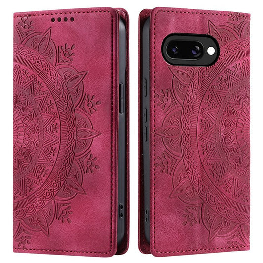 Style-010 For Google Pixel 9a Case Magnetic Closing Leather Phone Cover Pattern Imprinted - Rose