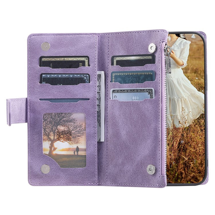 Style 005 For Google Pixel 9a Wallet Case Rhombus Stitching Line PU Leather Phone Cover - Purple