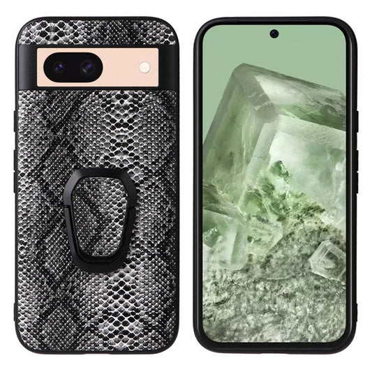 For Google Pixel 8a Case Kickstand Leather+TPU+PC Phone Back Cover - Snake Texture