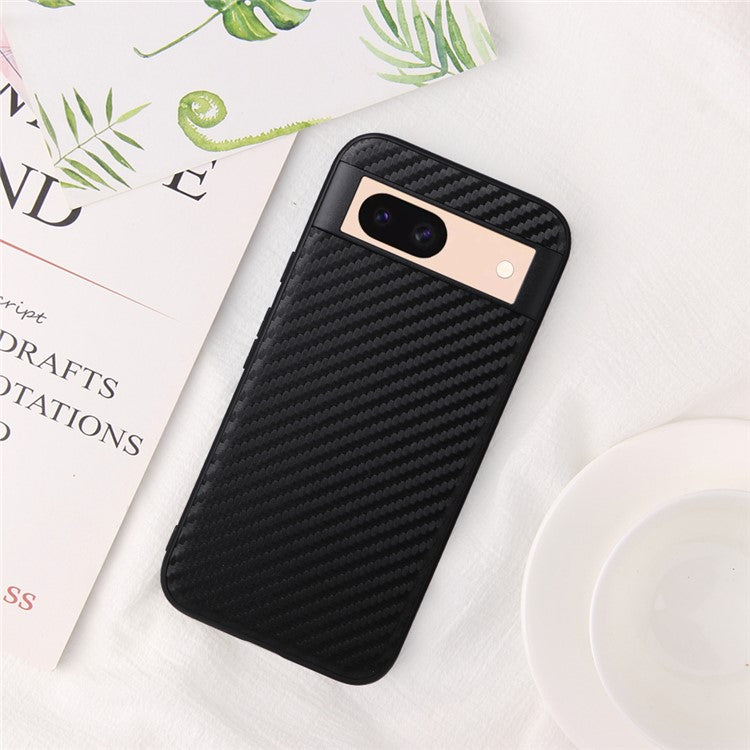For Google Pixel 8a Case PU Leather+TPU+PC Phone Back Cover - Carbon Fiber Texture