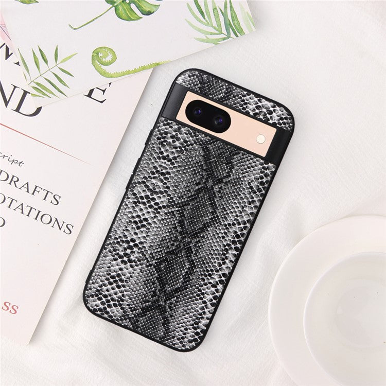 For Google Pixel 8a Case PU Leather+TPU+PC Phone Back Cover - Snake Texture