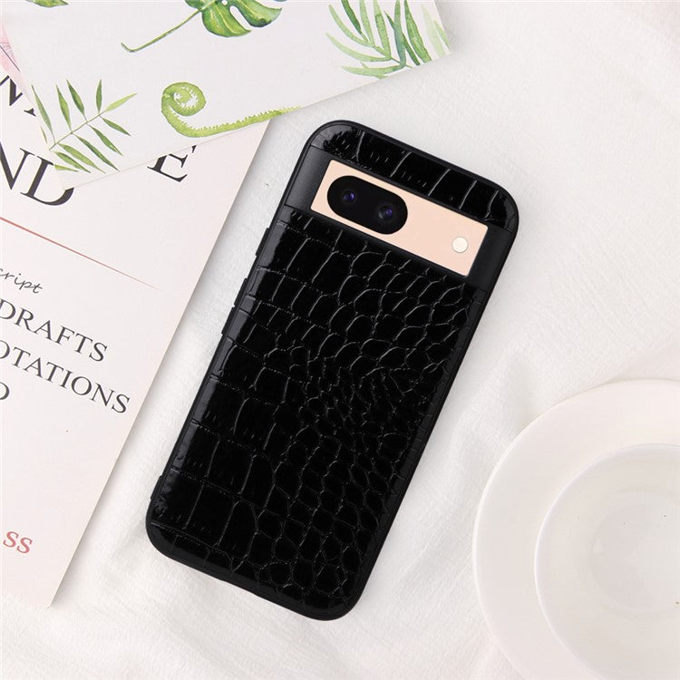 For Google Pixel 8a Case PU Leather+TPU+PC Phone Back Cover - Crocodile Texture