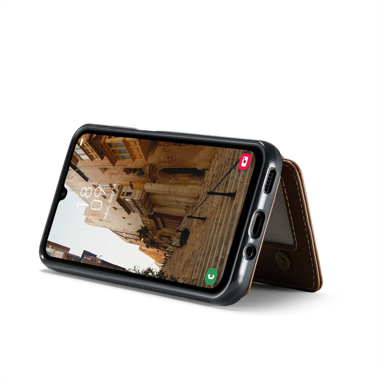 For Samsung Galaxy A16 5G Case JEEHOOD J05 Leather Phone Cover with Card Holder Kickstand RFID Blocking - Brwon
