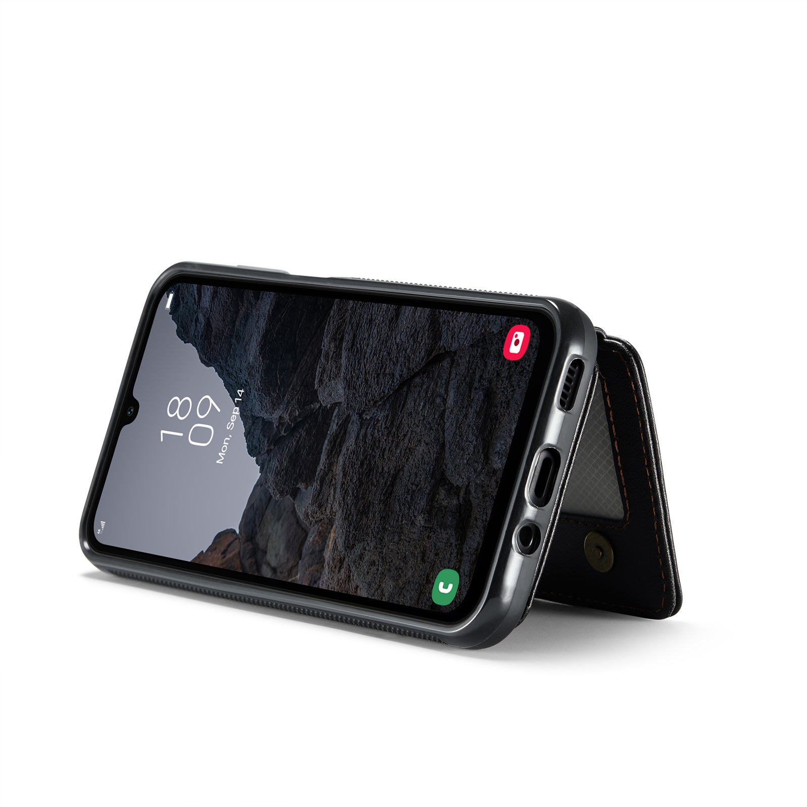 For Samsung Galaxy A16 5G Case JEEHOOD J05 Leather Phone Cover with Card Holder Kickstand RFID Blocking - Black