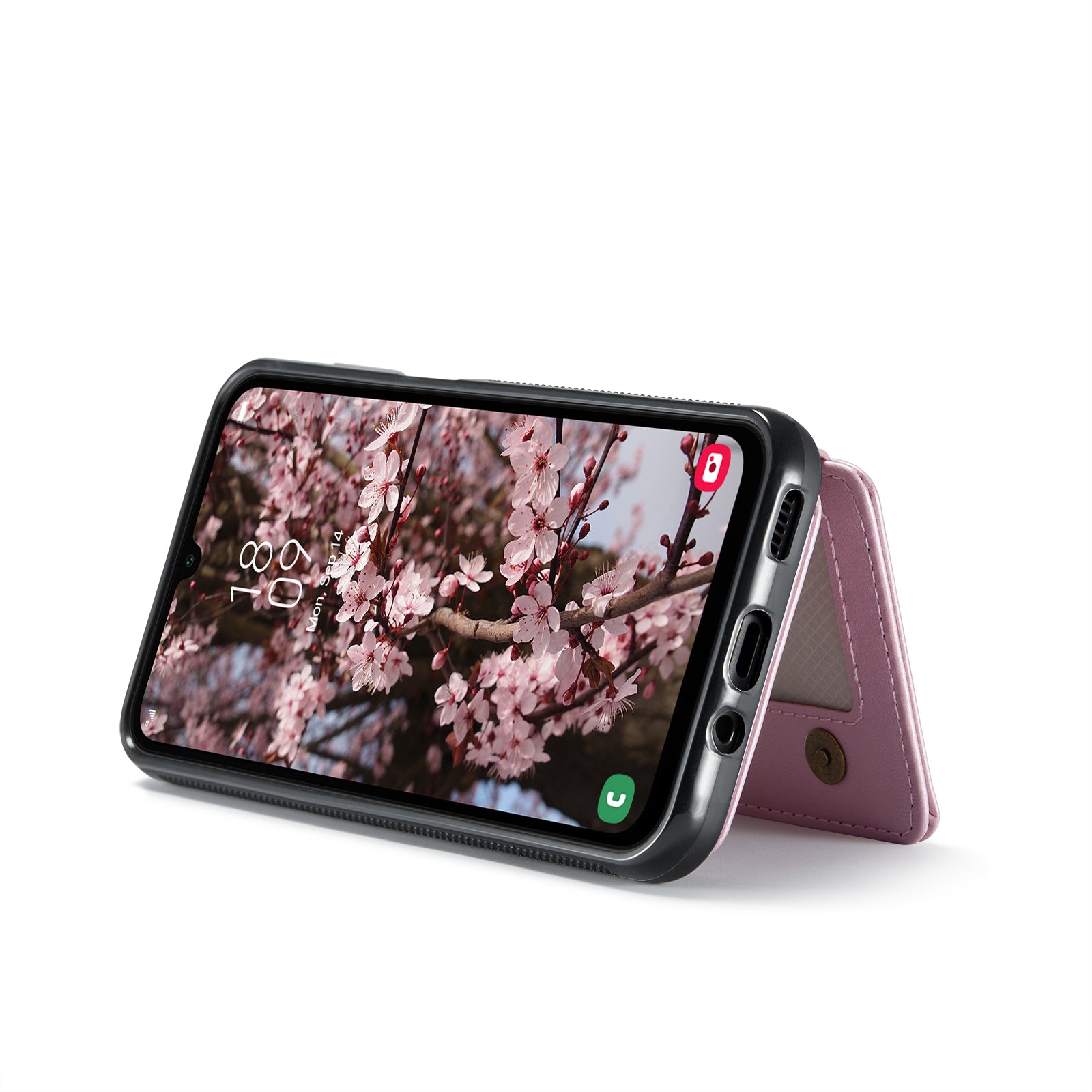 For Samsung Galaxy A16 5G Case JEEHOOD J05 Leather Phone Cover with Card Holder Kickstand RFID Blocking - Pink