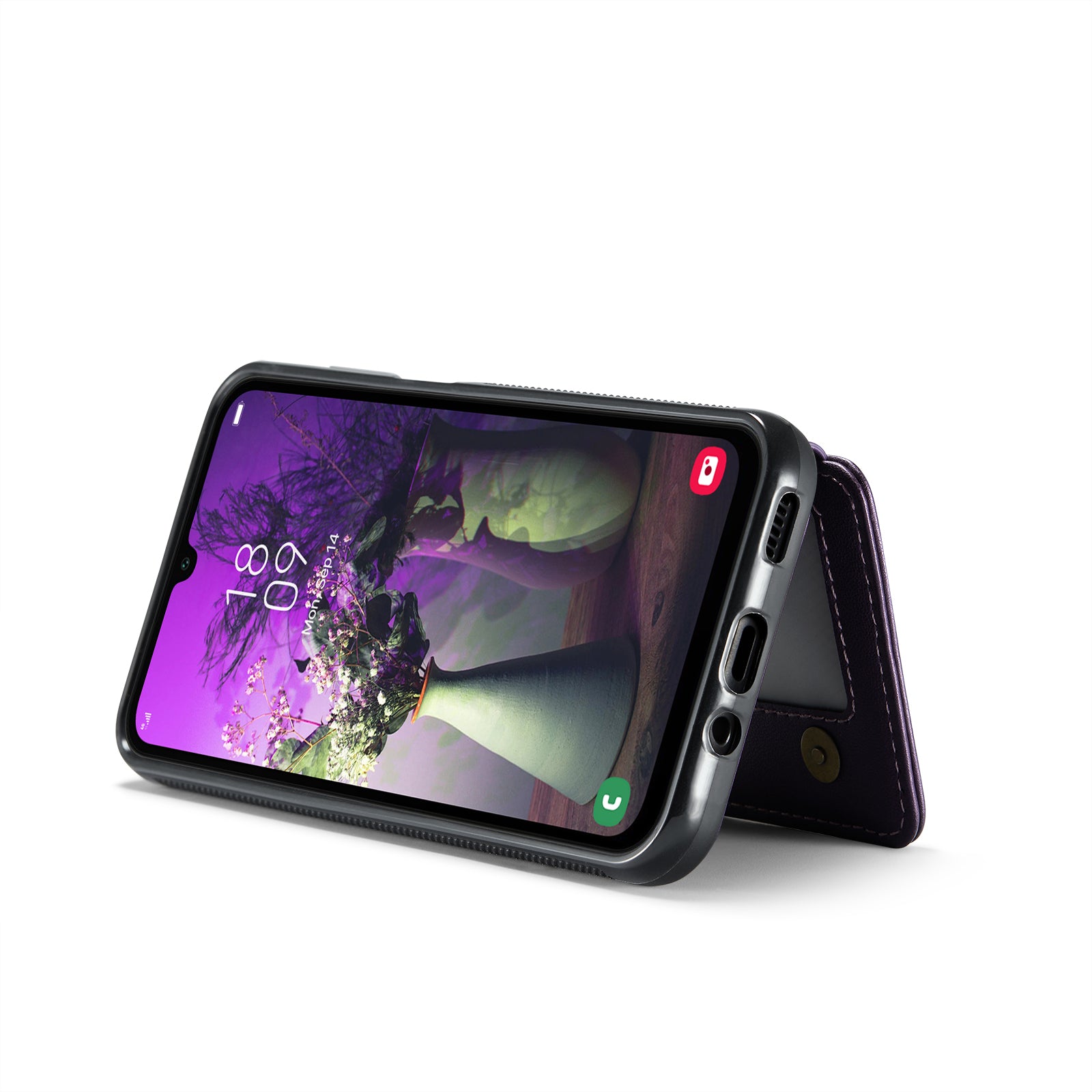 For Samsung Galaxy A16 5G Case JEEHOOD J05 Leather Phone Cover with Card Holder Kickstand RFID Blocking - Purple