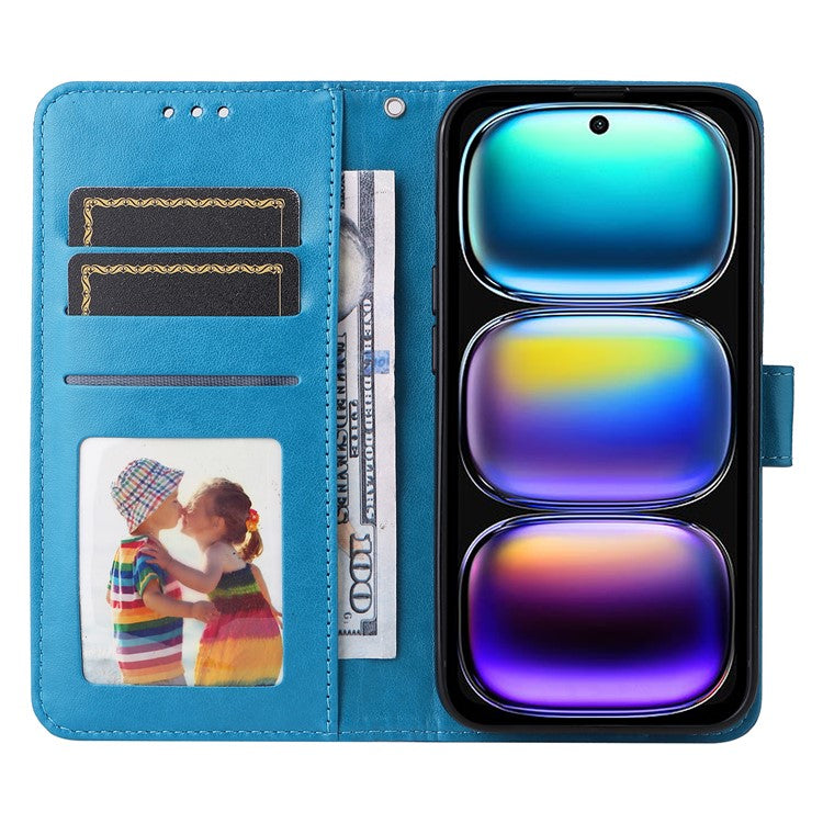 For Infinix Hot 50i 4G / Smart 9 4G Case Sunflower Imprint Leather Wallet Phone Cover - Blue