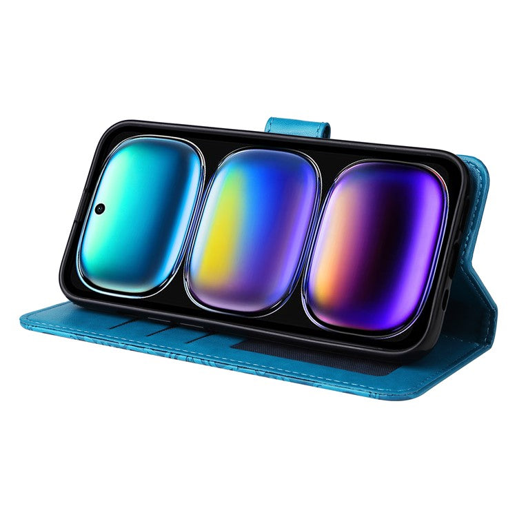 For Infinix Hot 50i 4G / Smart 9 4G Case Sunflower Imprint Leather Wallet Phone Cover - Blue