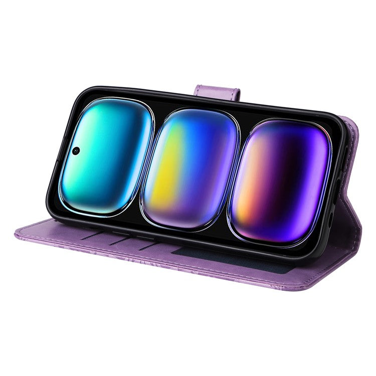 For Infinix Hot 50i 4G / Smart 9 4G Case Sunflower Imprint Leather Wallet Phone Cover - Purple
