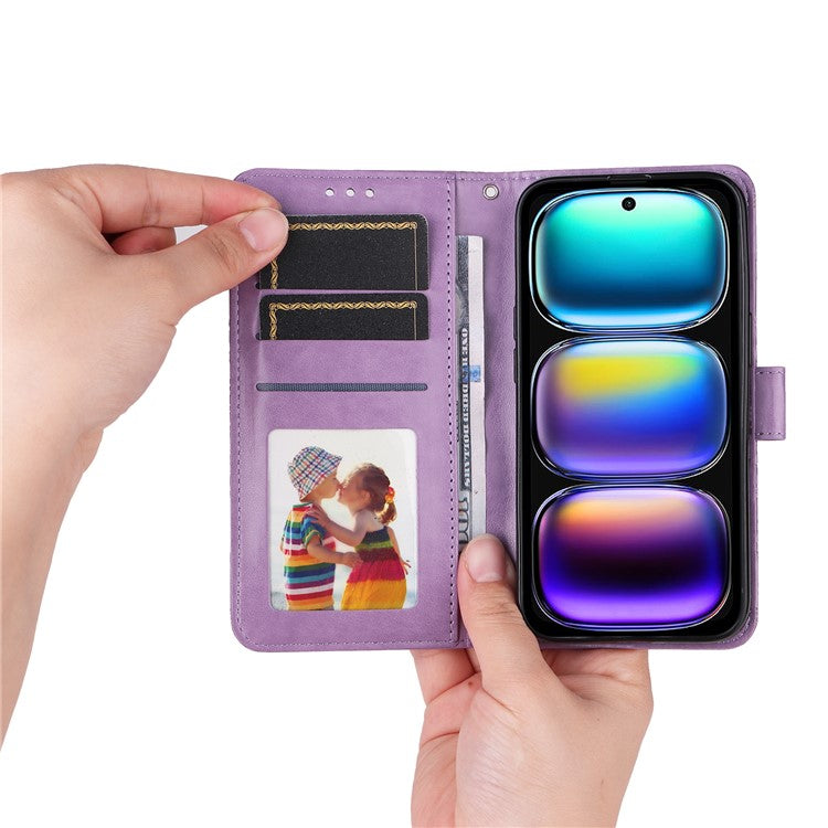 For Infinix Hot 50i 4G / Smart 9 4G Case Sunflower Imprint Leather Wallet Phone Cover - Purple