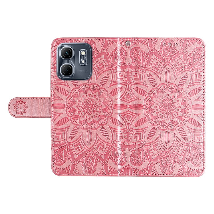 For Infinix Hot 50i 4G / Smart 9 4G Case Sunflower Imprint Leather Wallet Phone Cover - Pink