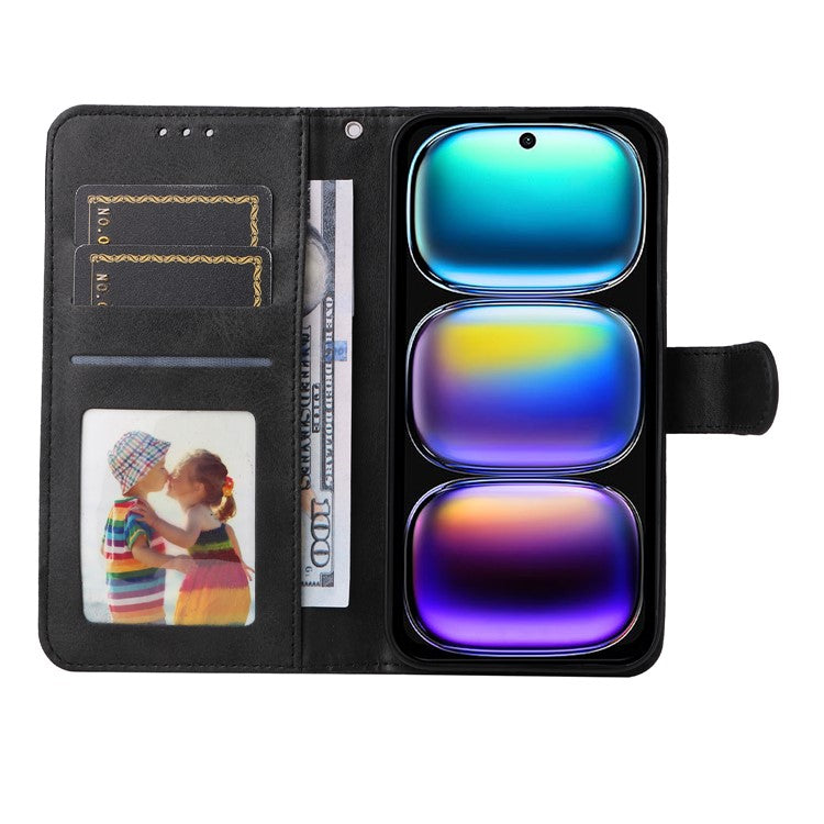 For Infinix Hot 50i 4G / Smart 9 4G Case Wallet PU Leather Folio Flip Phone Cover - Black