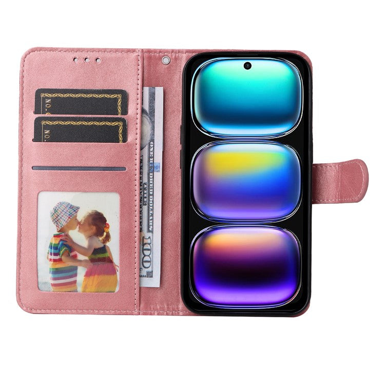 For Infinix Hot 50i 4G / Smart 9 4G Case Wallet PU Leather Folio Flip Phone Cover - Pink