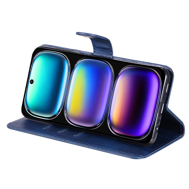 For Infinix Hot 50i 4G / Smart 9 4G Case Zipper Wallet Calf Texture PU Leather Phone Cover - Blue