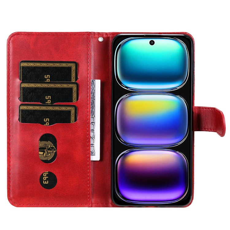 For Infinix Hot 50i 4G / Smart 9 4G Case Zipper Wallet Calf Texture PU Leather Phone Cover - Red