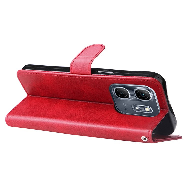 For Infinix Hot 50i 4G / Smart 9 4G Case Zipper Wallet Calf Texture PU Leather Phone Cover - Red