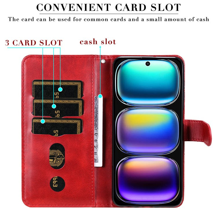 For Infinix Hot 50i 4G / Smart 9 4G Case Zipper Wallet Calf Texture PU Leather Phone Cover - Red