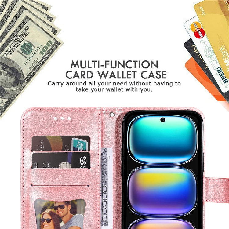 For Infinix Hot 50i 4G / Smart 9 4G Case PU Leather Wallet Floral Phone Cover Stand View - Pink