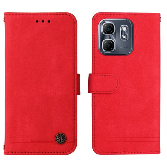 For Infinix Hot 50i 4G / Smart 9 4G Wallet Case Skin-Touch Leather Phone Cover Tree Pattern Hardware - Red