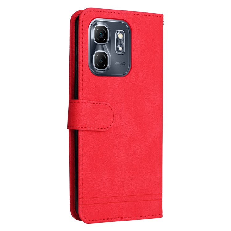For Infinix Hot 50i 4G / Smart 9 4G Wallet Case Skin-Touch Leather Phone Cover Tree Pattern Hardware - Red