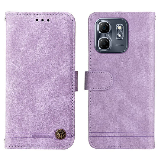 For Infinix Hot 50i 4G / Smart 9 4G Wallet Case Skin-touch Leather Phone Cover Tree Pattern Hardware - Purple