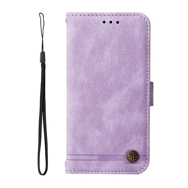 For Infinix Hot 50i 4G / Smart 9 4G Wallet Case Skin-touch Leather Phone Cover Tree Pattern Hardware - Purple