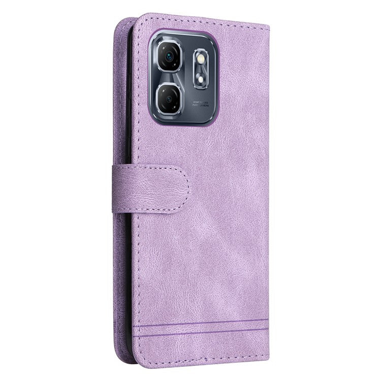 For Infinix Hot 50i 4G / Smart 9 4G Wallet Case Skin-touch Leather Phone Cover Tree Pattern Hardware - Purple