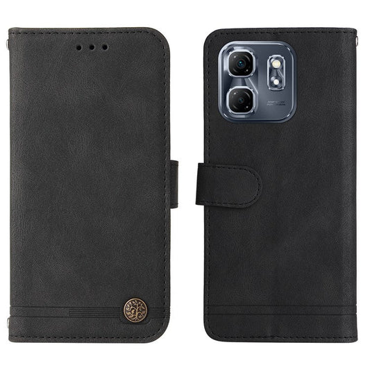 For Infinix Hot 50i 4G / Smart 9 4G Wallet Case Skin-touch Leather Phone Cover Tree Pattern Hardware - Black