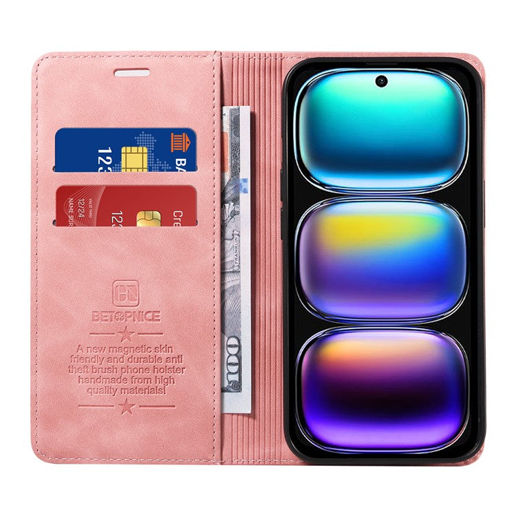 BETOPNICE 003 For Infinix Hot 50i 4G / Smart 9 4G Wallet Case Leather Phone Cover with Stand - Pink