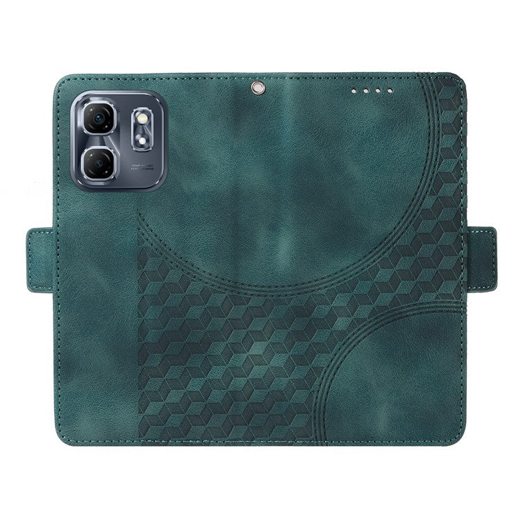For Infinix Hot 50i 4G / Smart 9 4G Case PU Leather Phone Cover Rhombus Starry Imprinted - Green