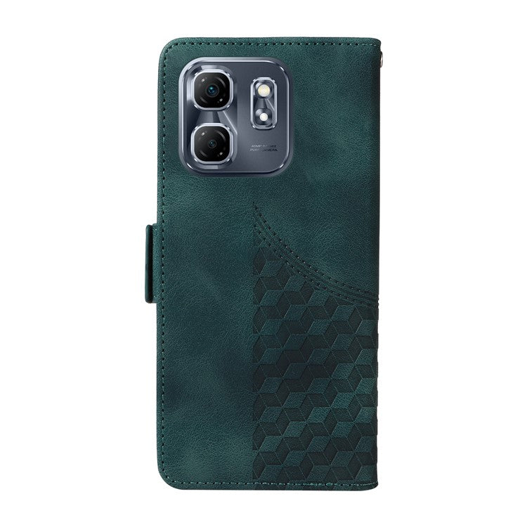 For Infinix Hot 50i 4G / Smart 9 4G Case PU Leather Phone Cover Rhombus Starry Imprinted - Green