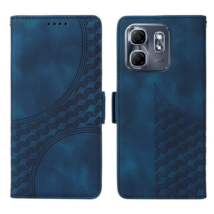 For Infinix Hot 50i 4G / Smart 9 4G Case PU Leather Phone Cover Rhombus Starry Imprinted - Blue