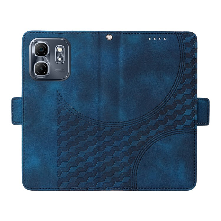 For Infinix Hot 50i 4G / Smart 9 4G Case PU Leather Phone Cover Rhombus Starry Imprinted - Blue