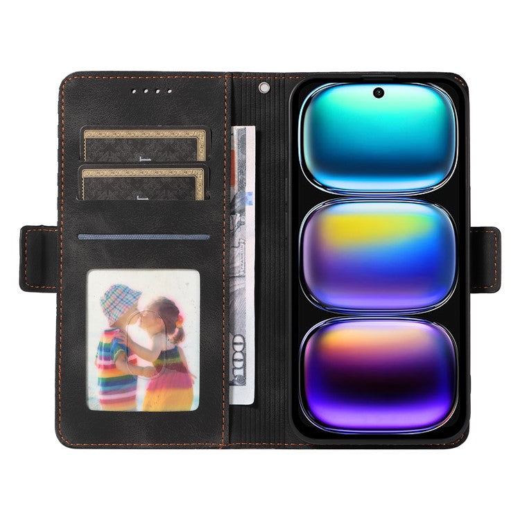 For Infinix Hot 50i 4G / Smart 9 4G Case PU Leather Phone Cover Rhombus Starry Imprinted - Black