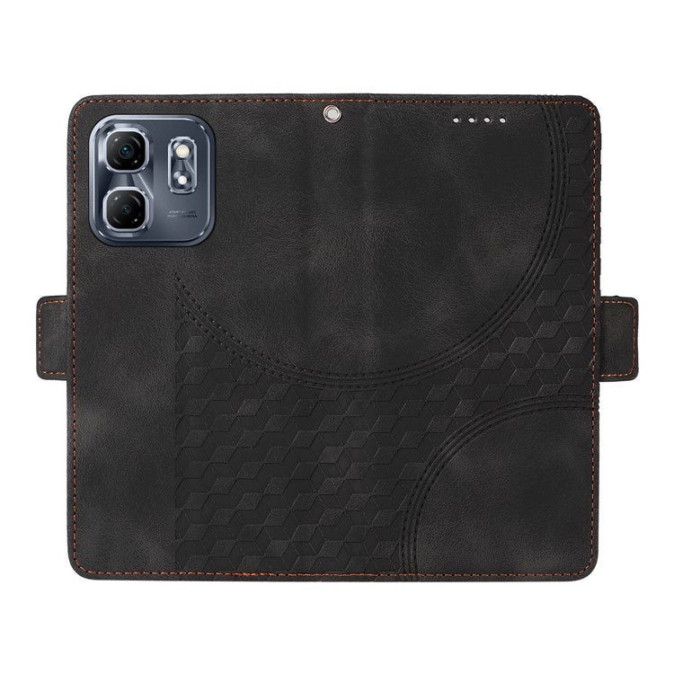 For Infinix Hot 50i 4G / Smart 9 4G Case PU Leather Phone Cover Rhombus Starry Imprinted - Black