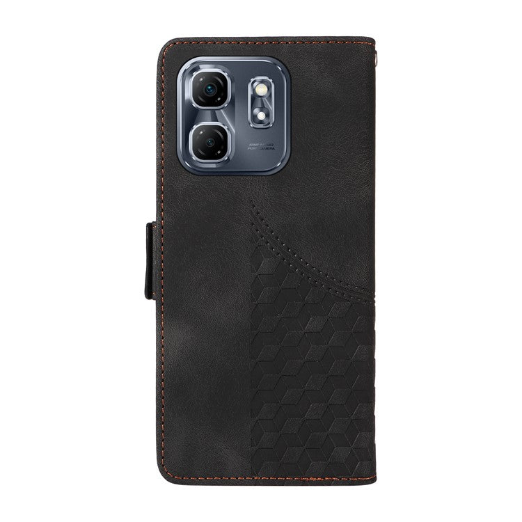 For Infinix Hot 50i 4G / Smart 9 4G Case PU Leather Phone Cover Rhombus Starry Imprinted - Black