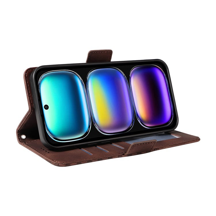 For Infinix Hot 50i 4G / Smart 9 4G Case PU Leather Phone Cover Rhombus Starry Imprinted - Brown