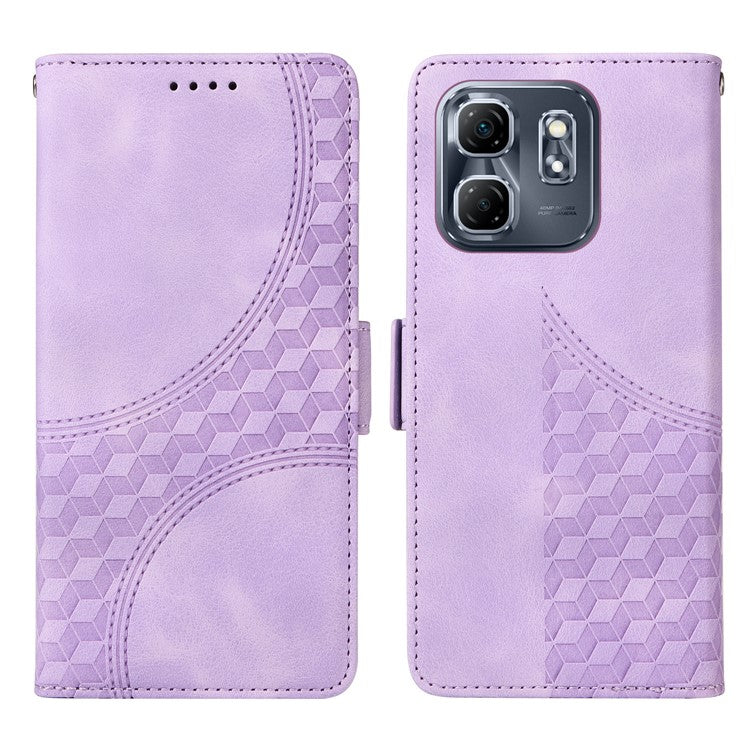 For Infinix Hot 50i 4G / Smart 9 4G Case PU Leather Phone Cover Rhombus Starry Imprinted - Purple