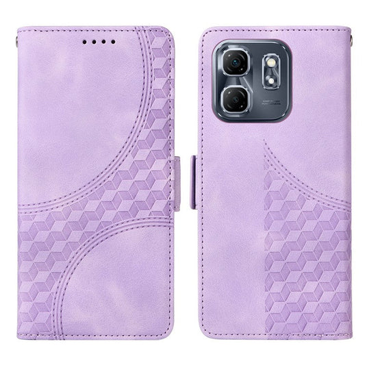 For Infinix Hot 50i 4G / Smart 9 4G Case PU Leather Phone Cover Rhombus Starry Imprinted - Purple