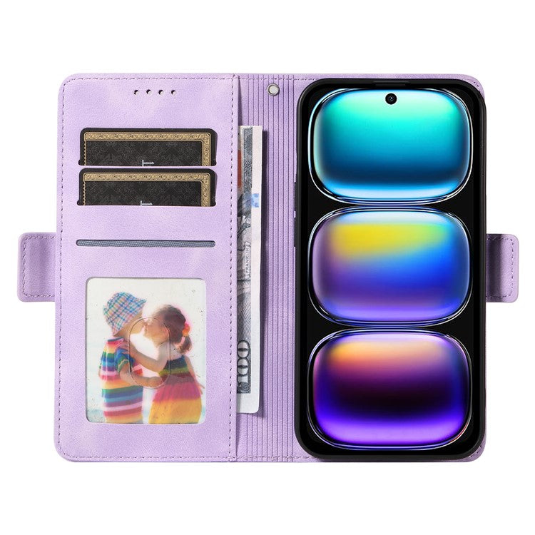 For Infinix Hot 50i 4G / Smart 9 4G Case PU Leather Phone Cover Rhombus Starry Imprinted - Purple