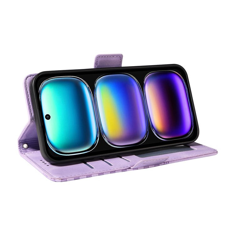 For Infinix Hot 50i 4G / Smart 9 4G Case PU Leather Phone Cover Rhombus Starry Imprinted - Purple