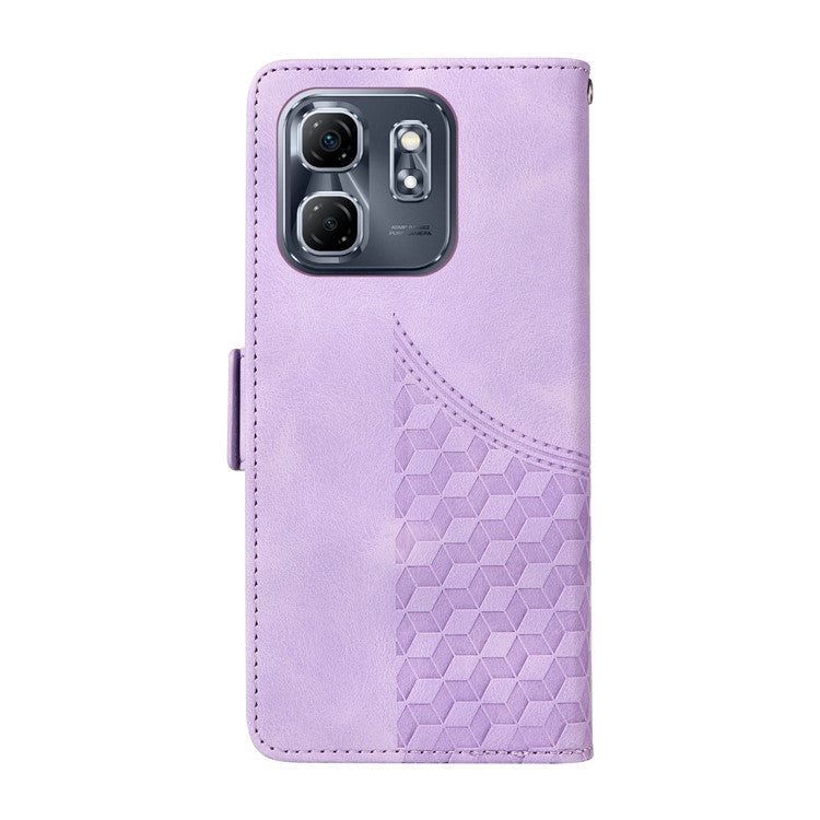 For Infinix Hot 50i 4G / Smart 9 4G Case PU Leather Phone Cover Rhombus Starry Imprinted - Purple