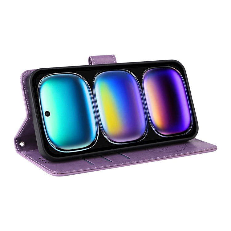 For Infinix Hot 50i 4G / Smart 9 4G Leather Case Butterfly Floral Imprint Wallet Stand Cover - Purple