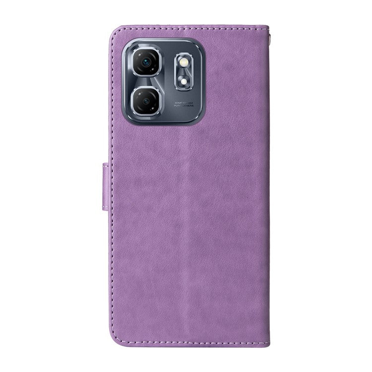 For Infinix Hot 50i 4G / Smart 9 4G Leather Case Butterfly Floral Imprint Wallet Stand Cover - Purple