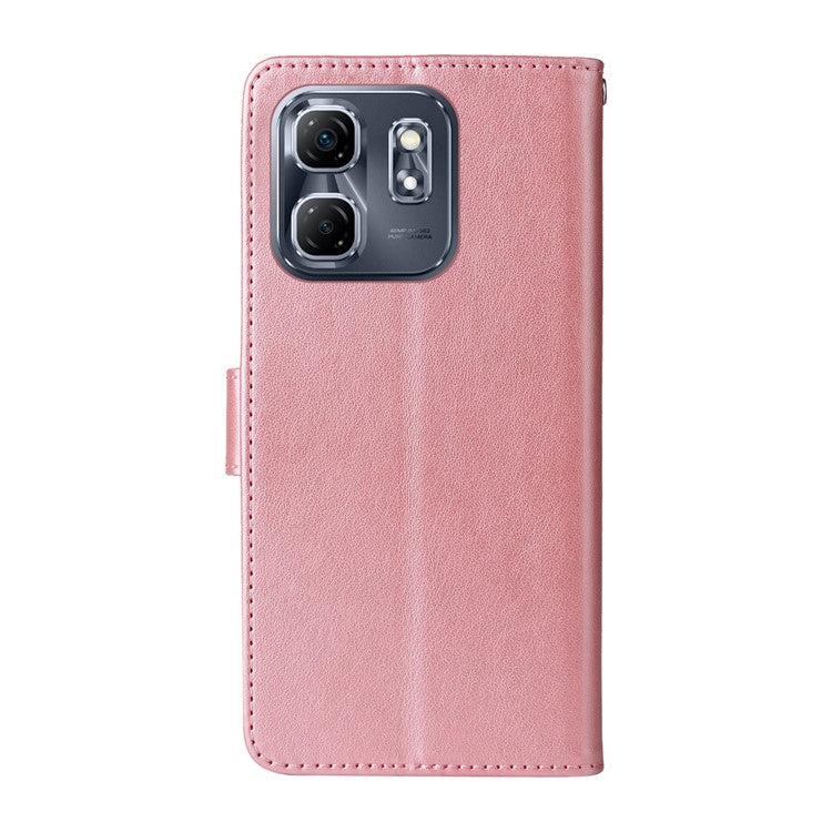 For Infinix Hot 50i 4G / Smart 9 4G Leather Case Butterfly Floral Imprint Wallet Stand Cover - Pink